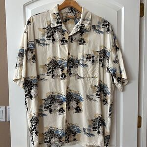 Hawaiian Silk Shirt Bobby Chan  Mens XXL Mountains‎